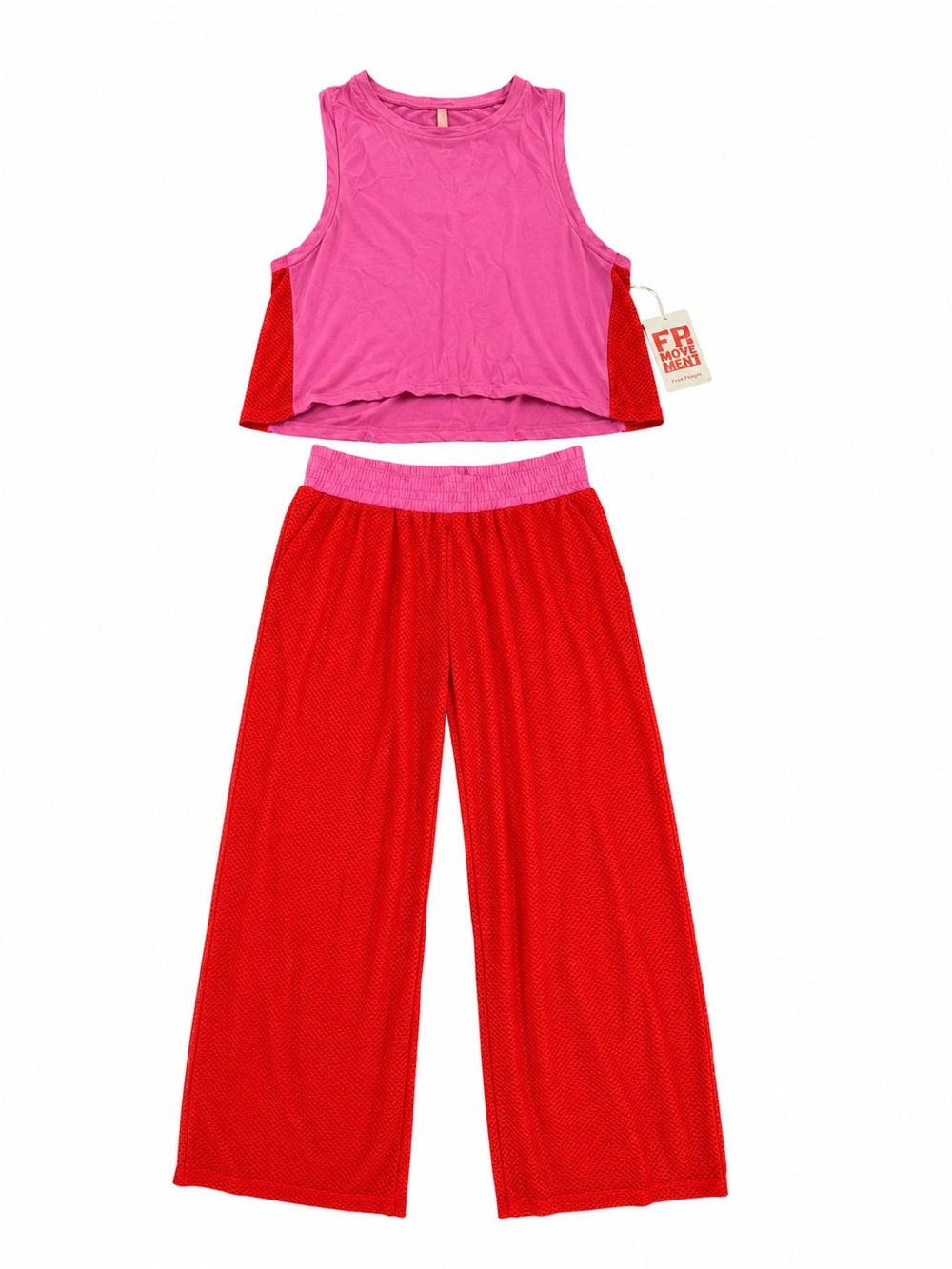 NWT Free People Movement 2-Piece Active Lounge Set Pink & Red Size M